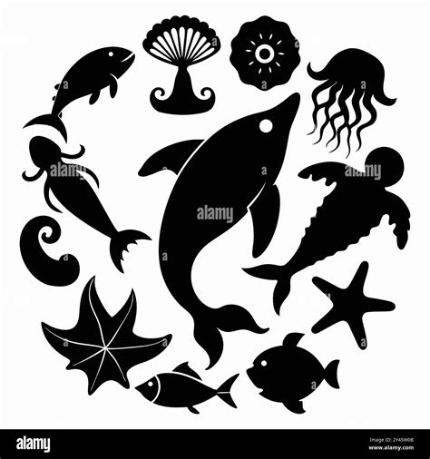 Minimalist sea creatures icons Stock Vector Image & Art - Alamy