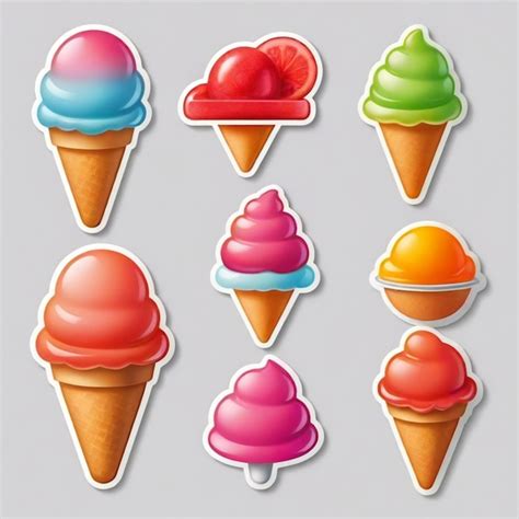 Una colección de helados con diferentes colores Vector Premium