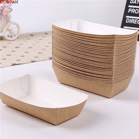 Keep Warm Kraft Paper Container Snacks Packaging Boat Box For Fast Food