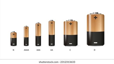 Alkaline Batteries Realistic Set Different Types Stock Vector Royalty