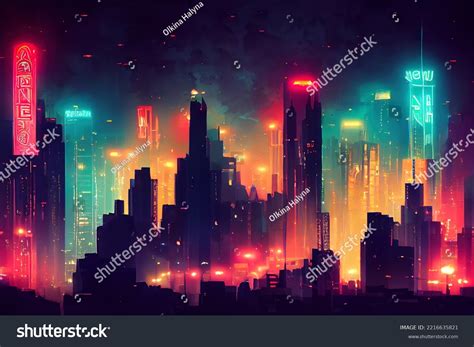 Futuristic City Concept Art Cityscape Night Stock Illustration 2216635821 | Shutterstock