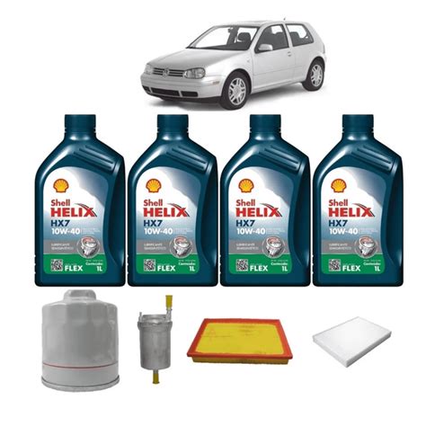 Kit Troca Óleo Shell 10w40 Volkswagen Golf 2 0 2001 A 2006 em 6x s