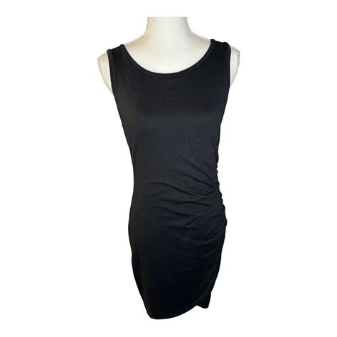 Leith Size Medium Side Ruched Bodycon Sleeveless Scoop Neck Jersey Knit Dress Ebay