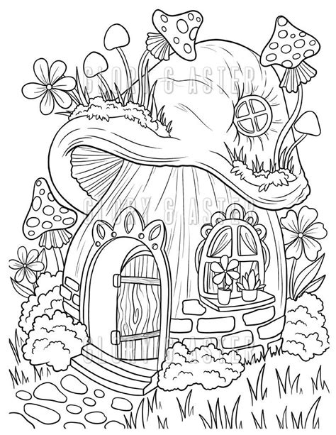 Mushroom Fairy House Coloring Page Coloring Sheets Magic Mushroom ...