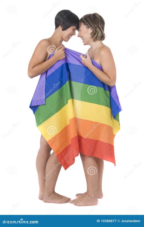 Women In Love With Lesbian Rainbow Flag Royalty Free Stock Photography Image