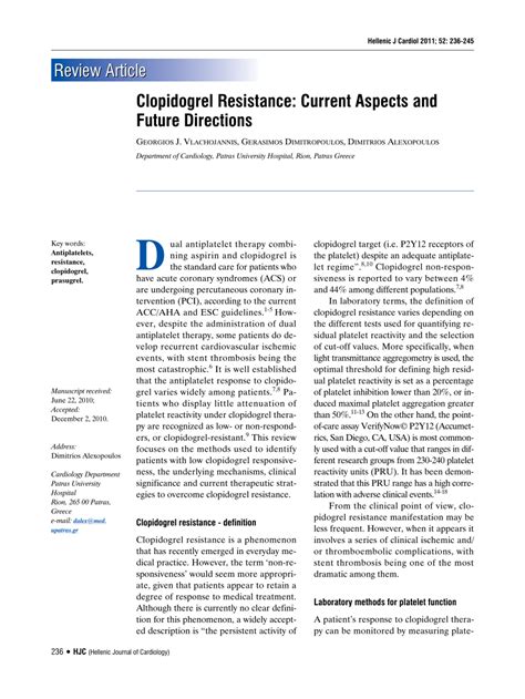 (PDF) Clopidogrel Resistance: Current Aspects and Future Directions