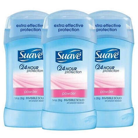 Suave 24 Hour Protection Anti Perspirant Deodorant Invisible Solid Powder 140 Oz Pack Of 3