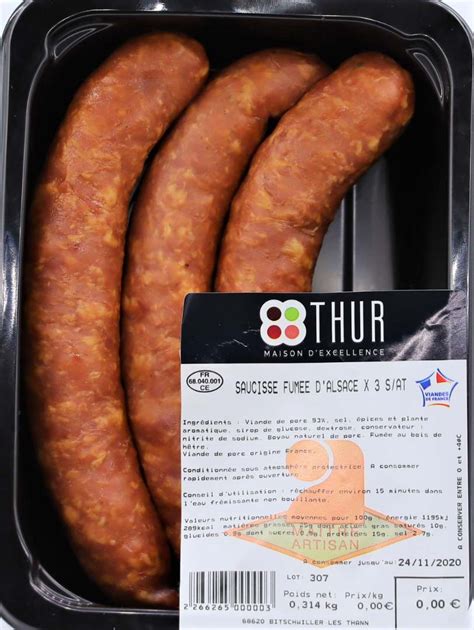 Rappel Consommateur Détail Saucisse d Alsace fumée cuite Charcuterie