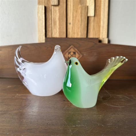 ガラス細工 置物 鳥 2羽 ガラス工芸 硝子 オブジェ マルティグラス Glass インテリア置物｜売買されたオークション情報、yahoo