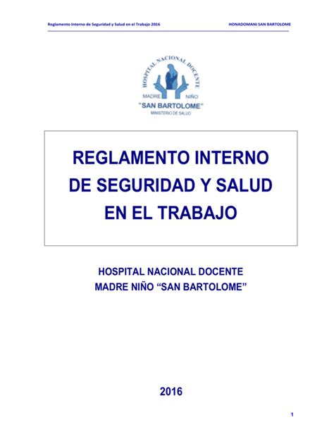 Reglamento Interno De Seguridad Y Salud En El Trabajo