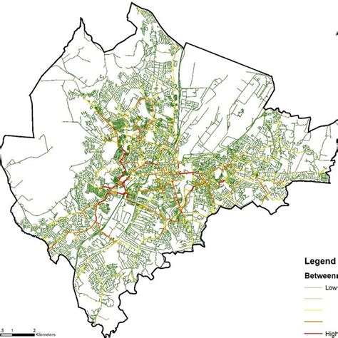 Map Of The City Of Belfast Study Area And The Betweenness Values Of The