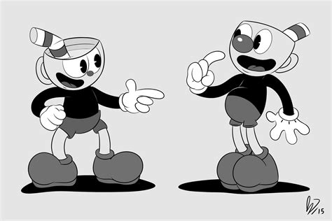 Cuphead And Mugman Black And White By Jamesdrawslewdthings On Newgrounds