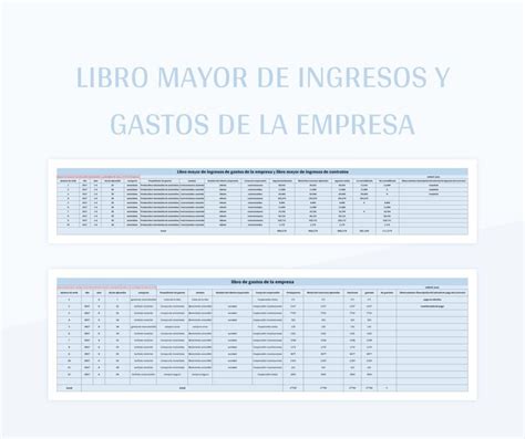 Plantilla De Excel Libro Mayor De Ingresos Y Gastos De La Empresa Y