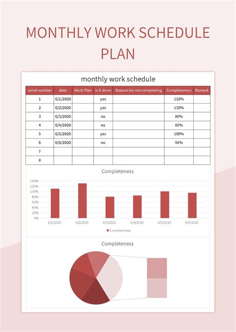 Monthly Work Schedule Table Plan Excel Template And Google Sheets File