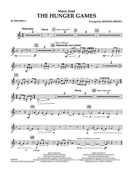 Music From Hunger Games Michael Brown Trumpet Sheet Music Sheet Music