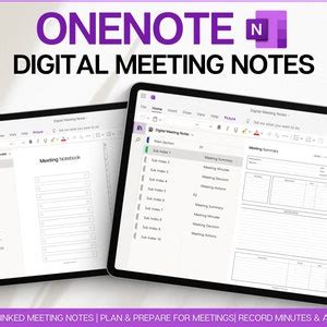 Onenote Meeting Notes Template, Editable Meeting Minutes, Digital ...