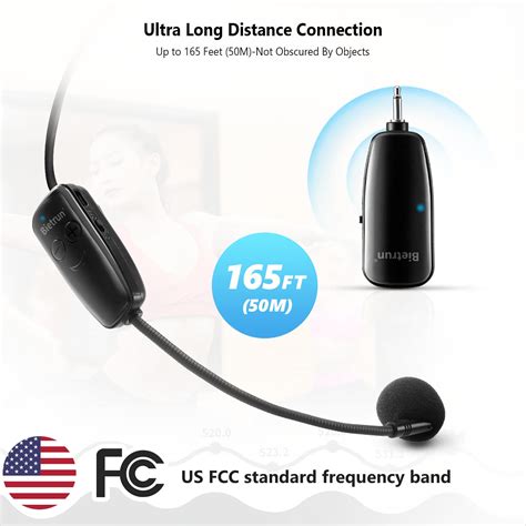 Bietrun Wireless Microphone Headset 160 Ft Range UHF Wireless Headset