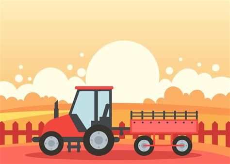 Hayride In A Farm On The Sunset 165130 Vector Art At Vecteezy