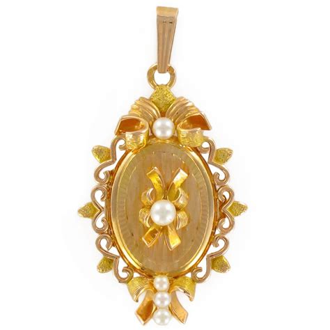 Médaillon ancien perles Pendentif or Bijouxbaume