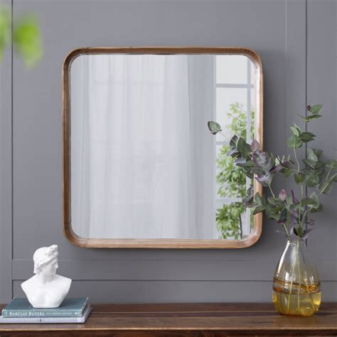 DremFaryoyo 30”x38” Irrgeular Mirror with Wood Frame Wall Mirror Room ...