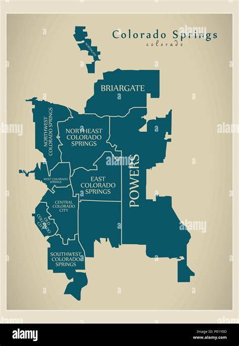 Modern City Map Colorado Springs Co City Of The Usa With