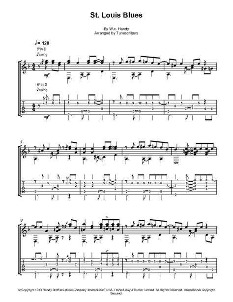 St Louis Blues Arr Tunescribers Sheet Music W C Handy Solo Guitar