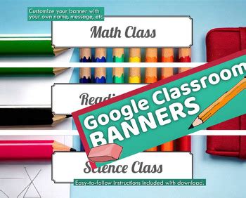 Google Classroom Banners | PENCILS Series 15 Editable Header Designs