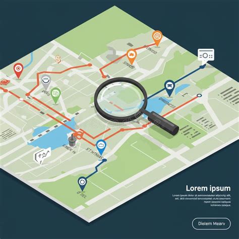 isometric map illustration   icons representing travel