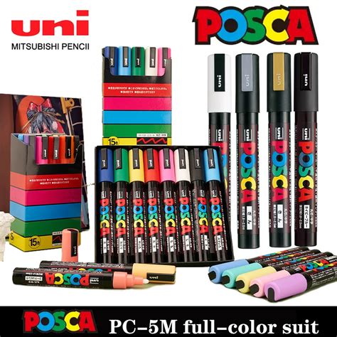 UNI POSCA juego completo de rotuladores acrílicos suministros de Arte