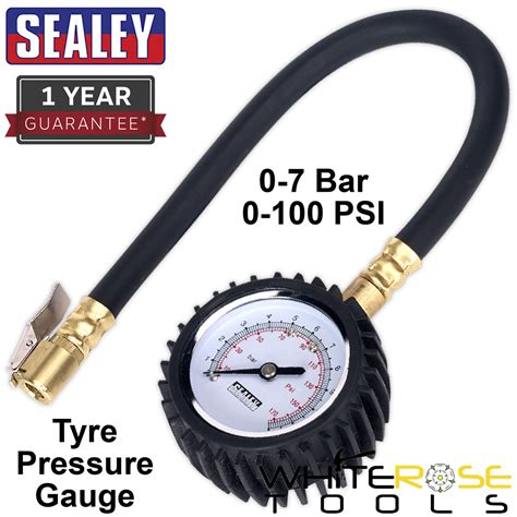 Sealey Tyre Pressure Gauge Clip On Chuck Bar Psi Car