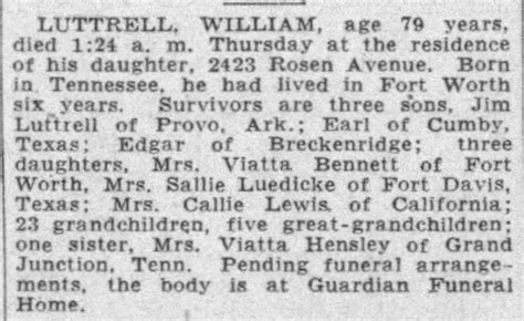 Obituary For William Luttrell Aged 79 ™