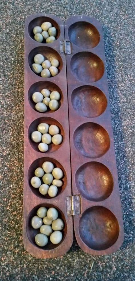 A Fantastic Vintage Game Of Mancalaoware Vintage Carved Wood Mancala