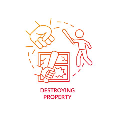 Destroying property red gradient concept icon. Teen mental issue