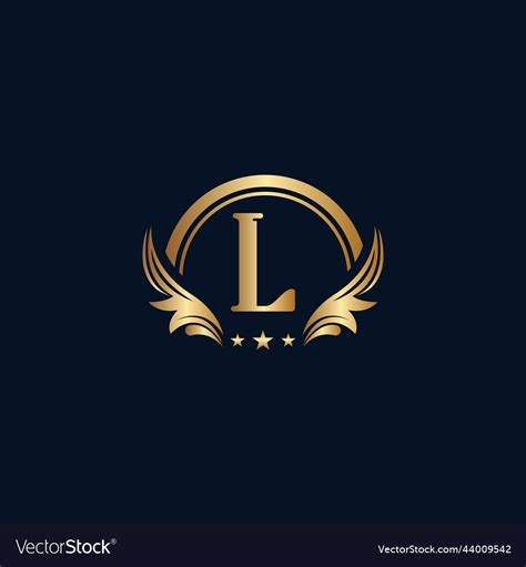 Luxury letter l logo royal gold star Royalty Free Vector