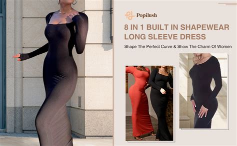 Popilush Shaper Dress Bodycon Maxi Mini Built In Shapewear Bra 8 In 1