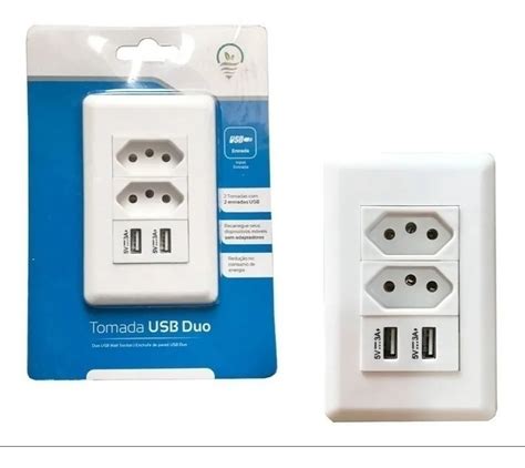 Tomada Dupla Fonte Usb De Parede Duo Universal Parcelamento Sem Juros