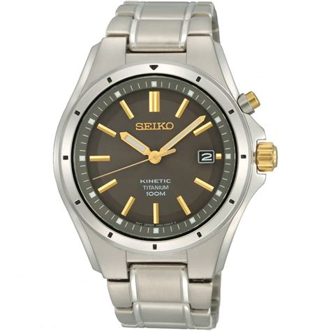 Seiko Men S Kinetic Titanium Watch With Gold Detail