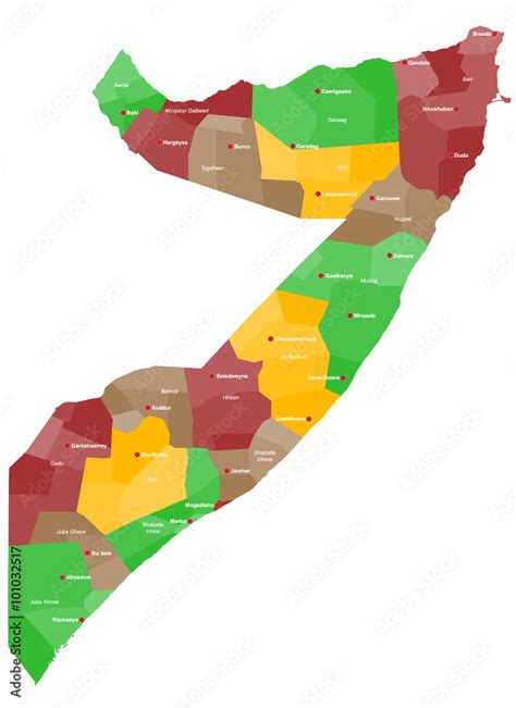 A large and detailed map of Somalia with all provinces, regions and ...