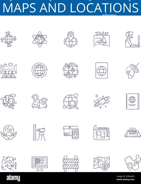 Maps And Locations Line Icons Signs Set Design Collection Of Maps