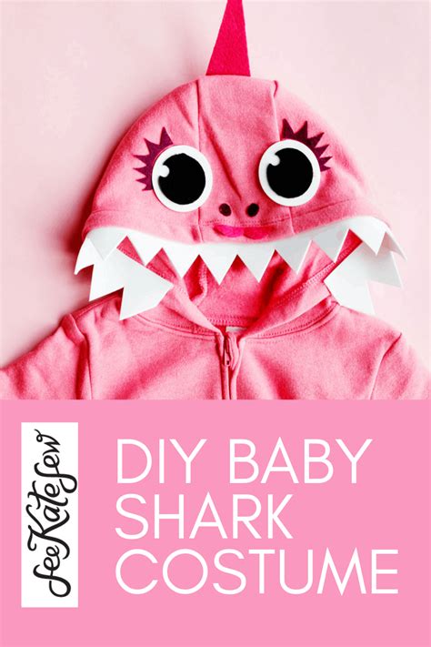 Pink DIY baby shark costume with a hoodie - see kate sew