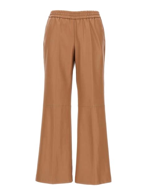 Nude Eco Leather Pants Beige Women Thebs