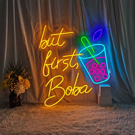 Neon Sign Boba Tea Neon Sign Bubble Tea Neon Signs Neon Light Neon