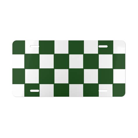 Dark Green Checkered License Plate For Car Truck Suv Etsy