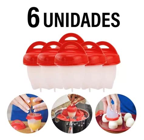 Kit 6 Formas Copo Ovo Cozido Silicone Cozinha Prática Clink