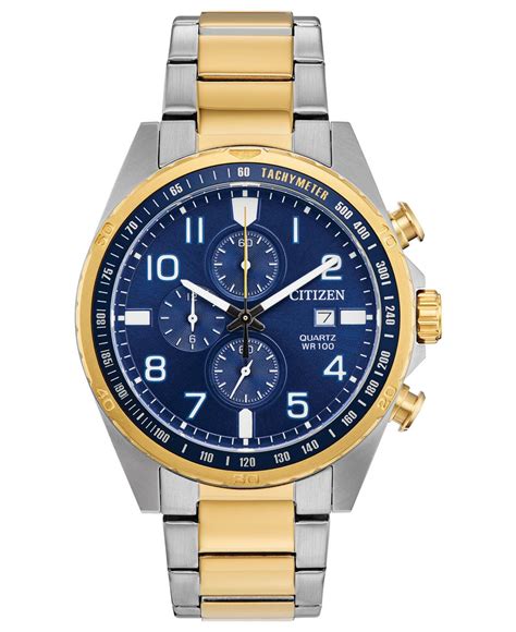 Citizen Chronograph Quartz Two Tone Stainless Steel Bracelet Watch 44mm For Men Lyst