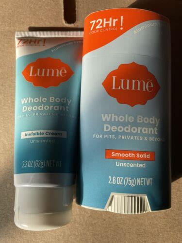 Lume Whole Body Deodorant Unscented Invisible Cream Tube Solid Stick