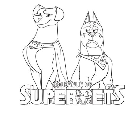 Super Pets Coloring Sheets Krypto Ace DC League Of Super Pets