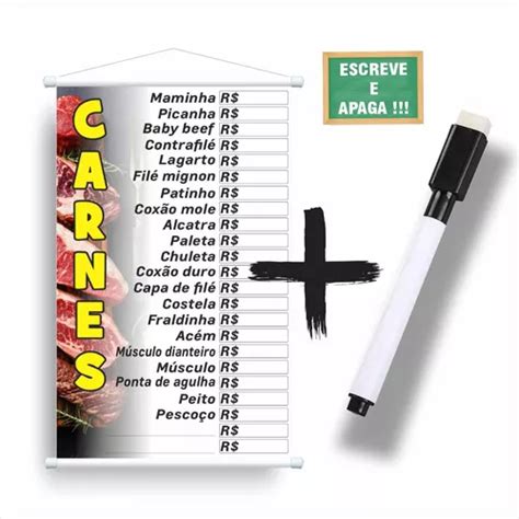 Banner Carnes Tabela De Pre Os Escreve E Apaga Caneta Parcelamento