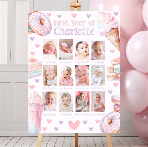 One Sweet Year Photo Board Sweet One Birthday Milestone Poster First