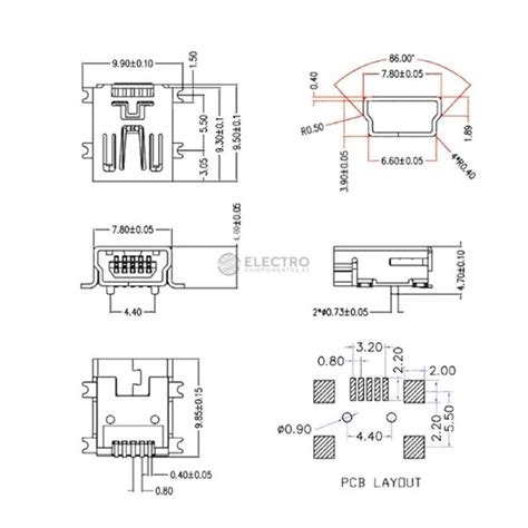 Conector Mini Usb Tipo B Hembra Soldar Smd